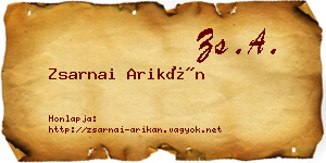 Zsarnai Arikán névjegykártya